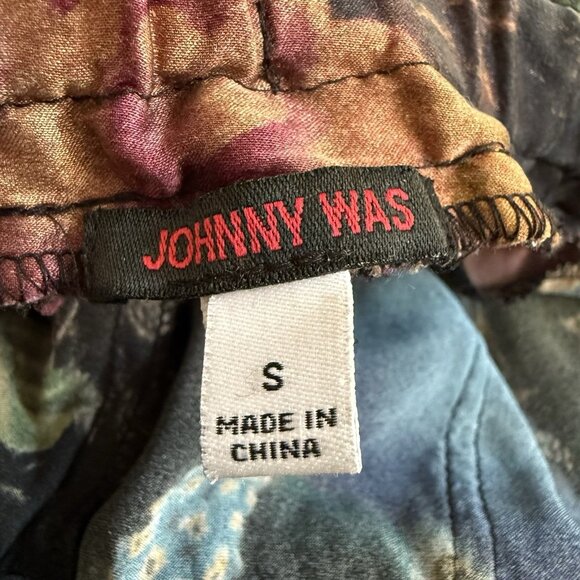 Johnny Was Black w/ Multicolor Floral Printed Silk Drawstring Pants Size S - Picture 6 of 7